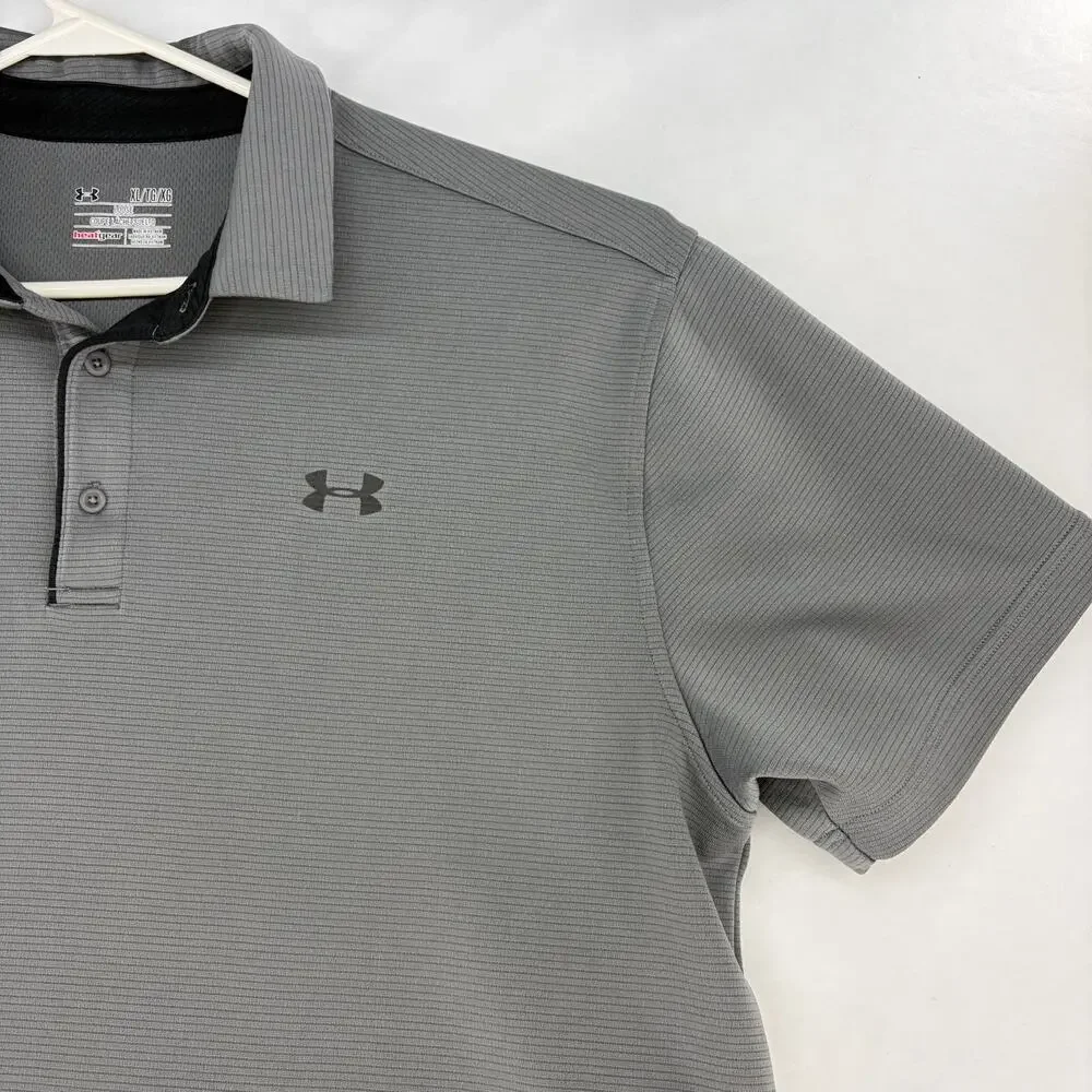 Under Armour Men's XL HeatGear Tech Textured Stripe Polo Shirt Gray - Picture 8 of 15